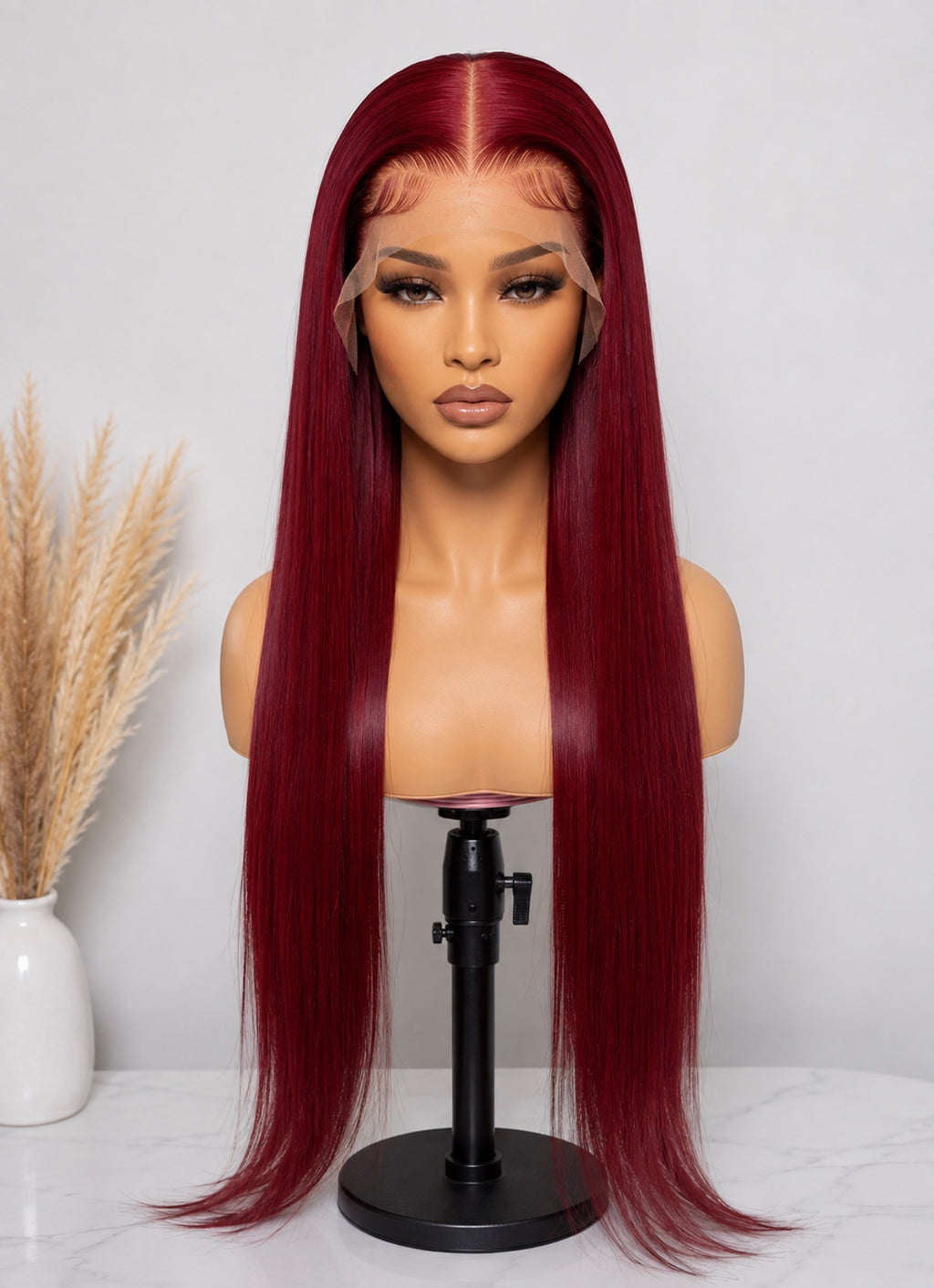 20-34 Inch 99J Burgundy Straight Human Hair 13x4 lace wig