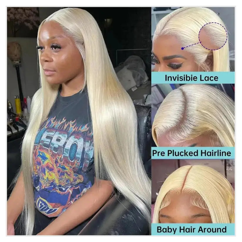 613 & Natural Black Bone Straight Human Hair 13x4/13x6 Invisible HD Lace